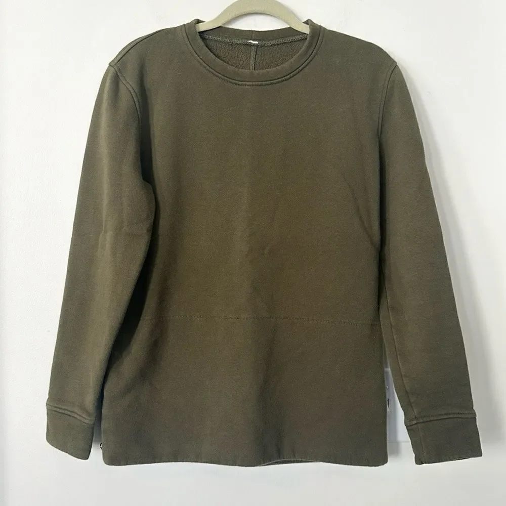 Lululemon Olive green Crewneck Side Zip Sweatshirt L